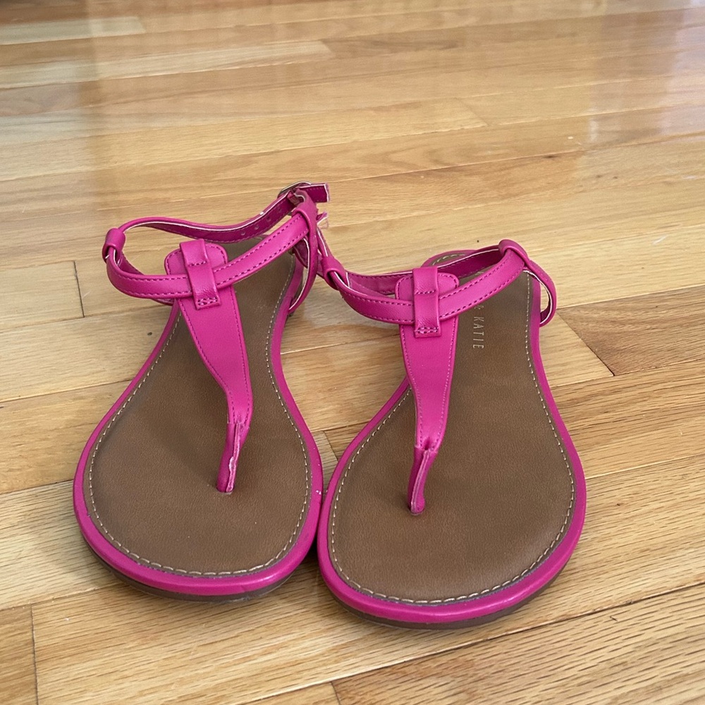 Kelly & Katie Dark Pink T-Strap Ankle Buckle Sandals